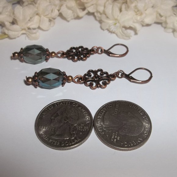 Earrings, Blue Earrings, Copper Earrings Beaded Earrings, Earring Set NWT 7365 - Picture 6 of 9